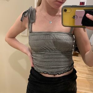 Rouched Striped Tank Top